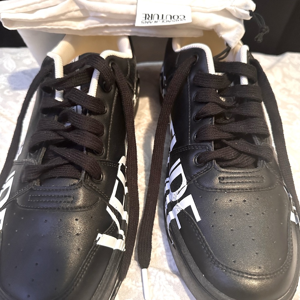 Versace Jeans Couture Logo-printed leather sneakers